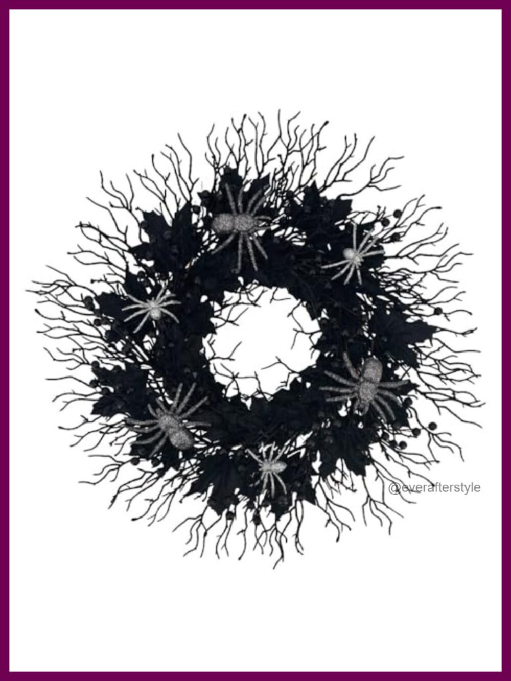 20in Halloween Spider Wreath Plastic Front Door Gothic Indoor Outdoor Decor